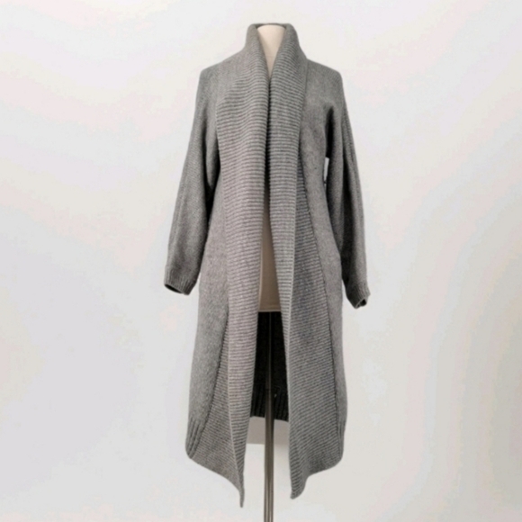 Gap Longline Gray Cardigan Sweater Size XS Oversized Wool Mohair Shawl Collar - Picture 1 of 14